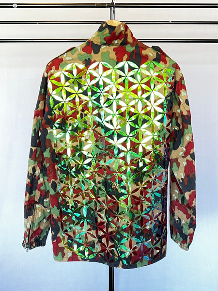 Swiss military field shirt Holographic Flower of life print
