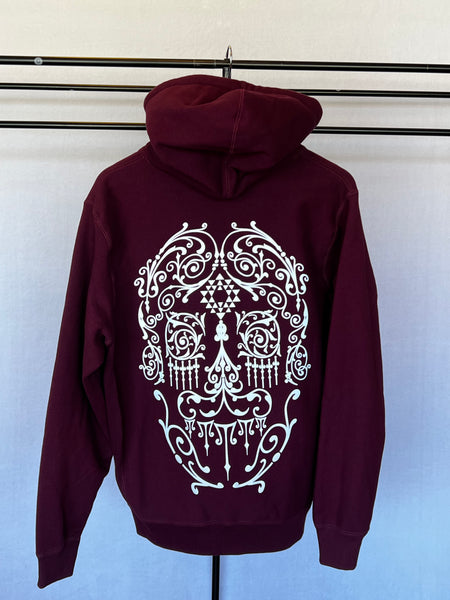 Thick hoodie, Reflective Sugar skull print.