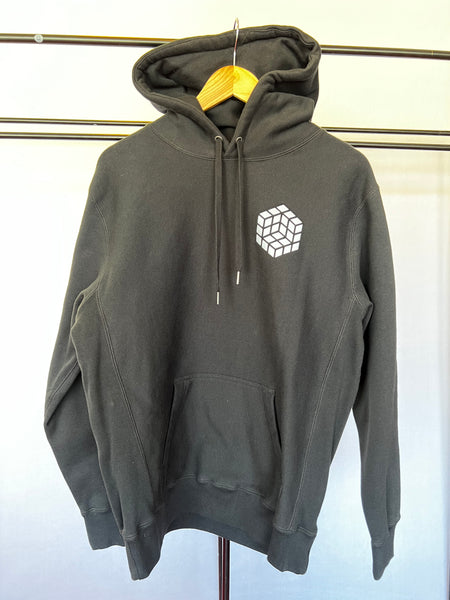 Extra Thick pull over hoodie, silver reflective sugar skull print